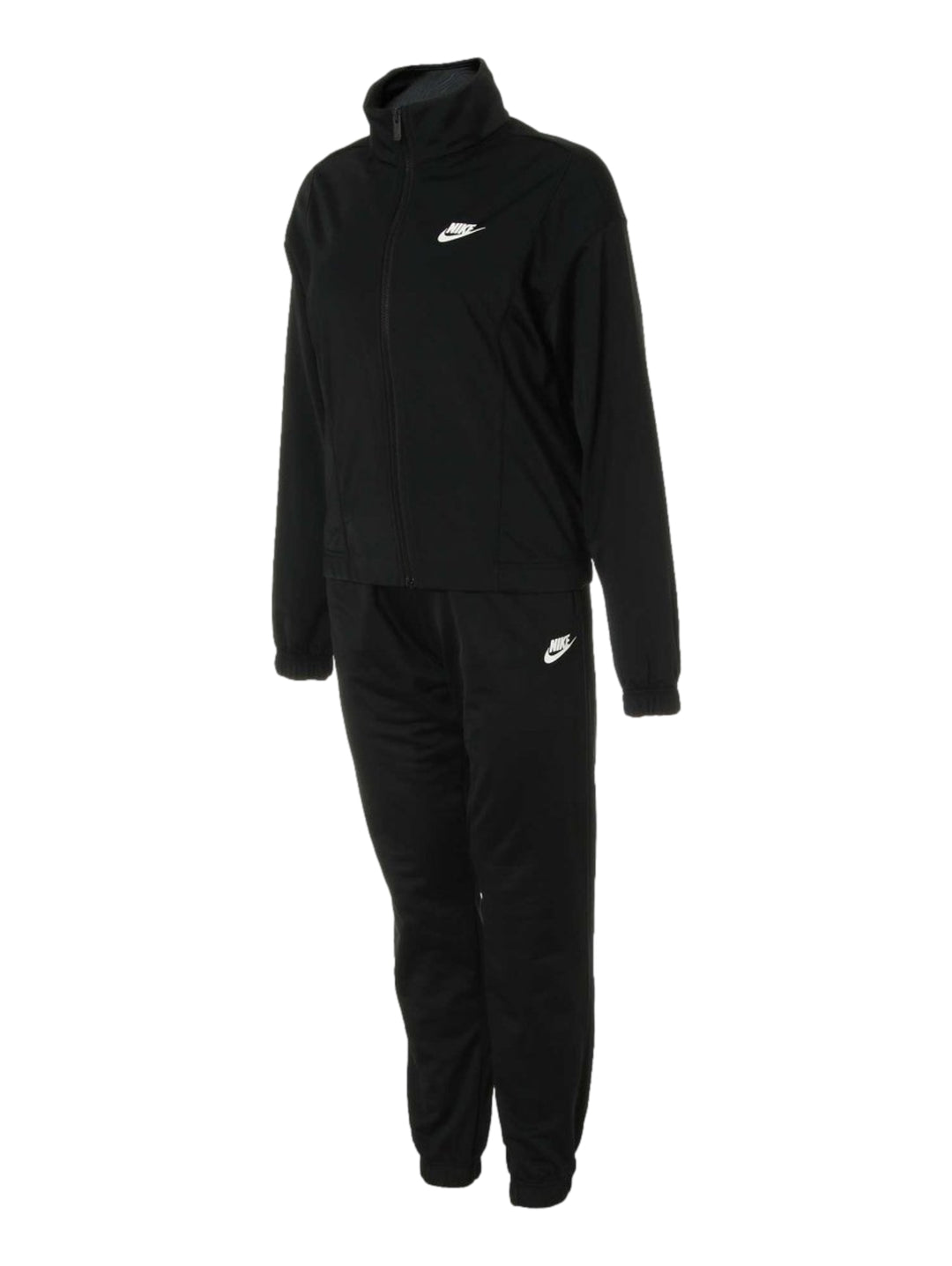 Conjunto deportivo Nike para mujer en color negro, compuesto por chaqueta y pantalón