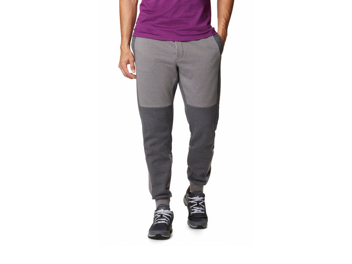 Pantalones jogger Columbia colorblock en tonos gris claro y gris oscuro.