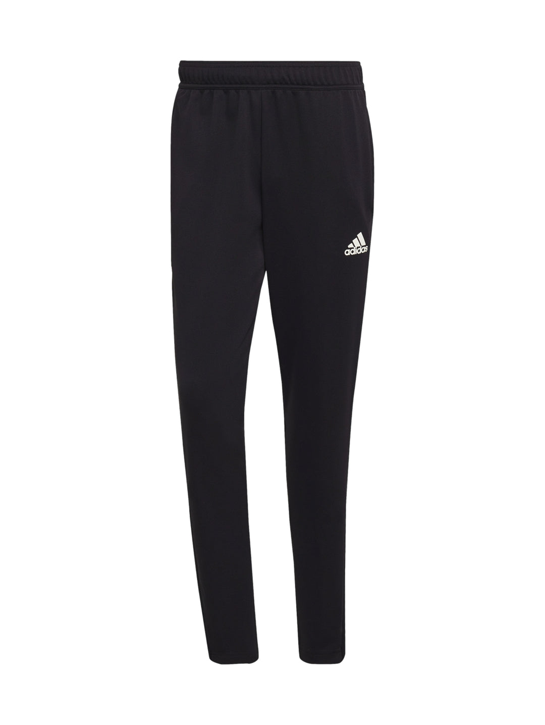 Pantalones deportivos Adidas color negro con tres franjas blancas laterales.