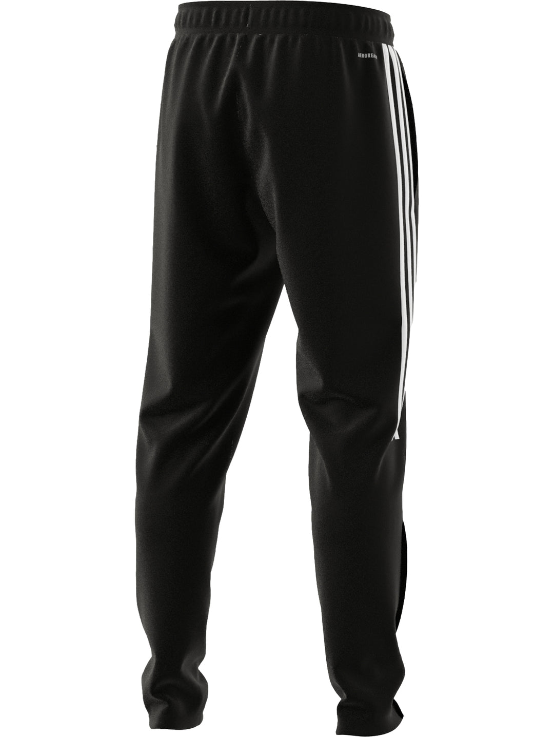 Pantalones deportivos Adidas color negro con tres franjas blancas laterales.