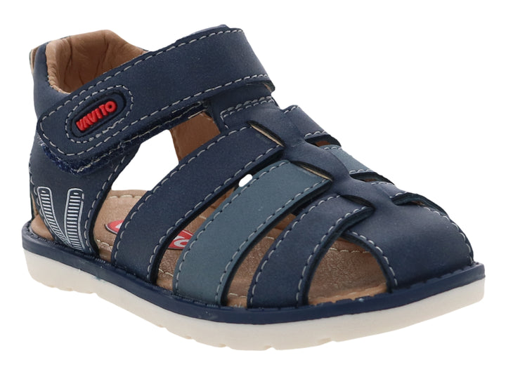 Sandalia VAVITO para niño en color azul marino con cierre de velcro y suela blanca.
