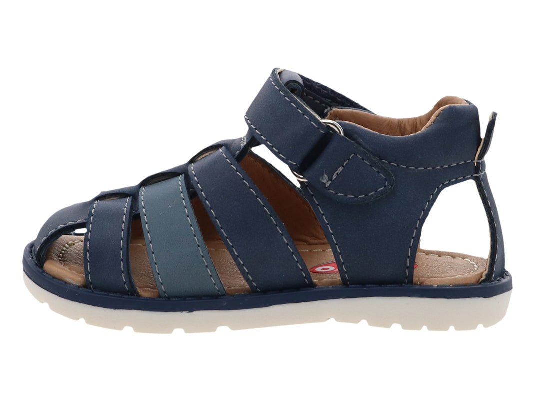 Sandalias infantiles VAVITO color azul marino con cierre de velcro y suela blanca.