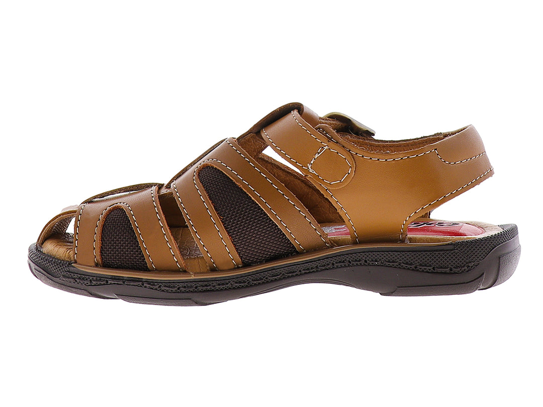 Sandalia cerrada color tan con correas y suela marrón para Niño.