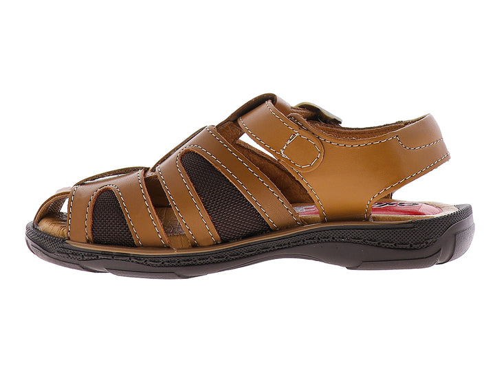 Sandalia cerrada color tan con correas y suela marrón para Niño.