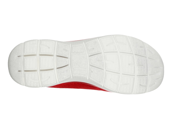 Tenis deportivos Skechers color rojo con suela blanca para mujer.