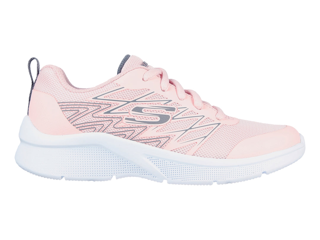Tenis deportivos Skechers para niña en color rosa con suela blanca.