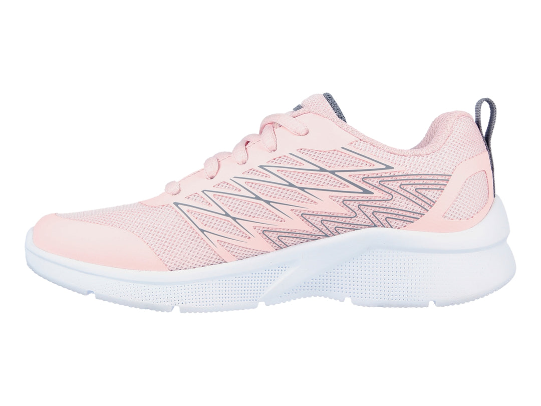 Tenis deportivos Skechers para niña en color rosa con suela blanca.
