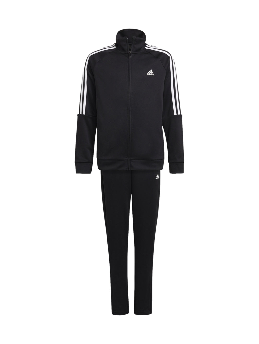 Conjunto deportivo Adidas para niño en color negro con rayas blancas en las mangas.