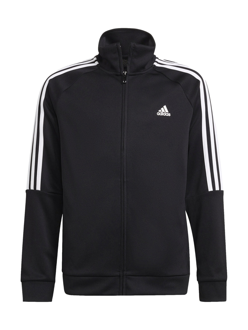 Conjunto deportivo Adidas para niño en color negro con rayas blancas en las mangas.
