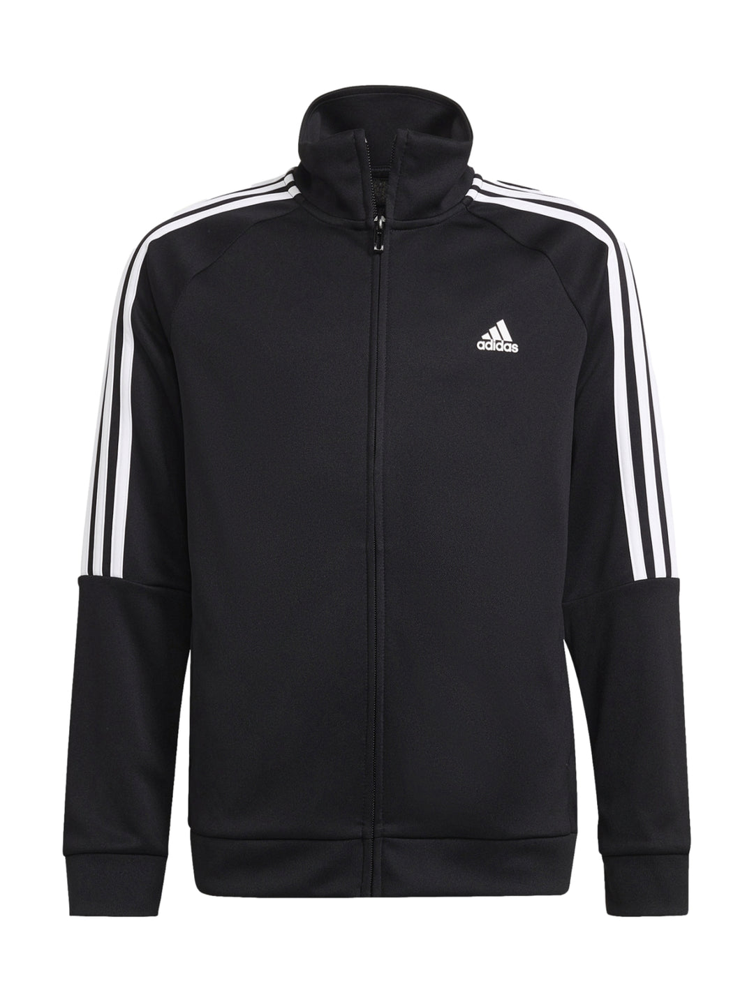 Conjunto deportivo Adidas para niño en color negro con rayas blancas en las mangas.