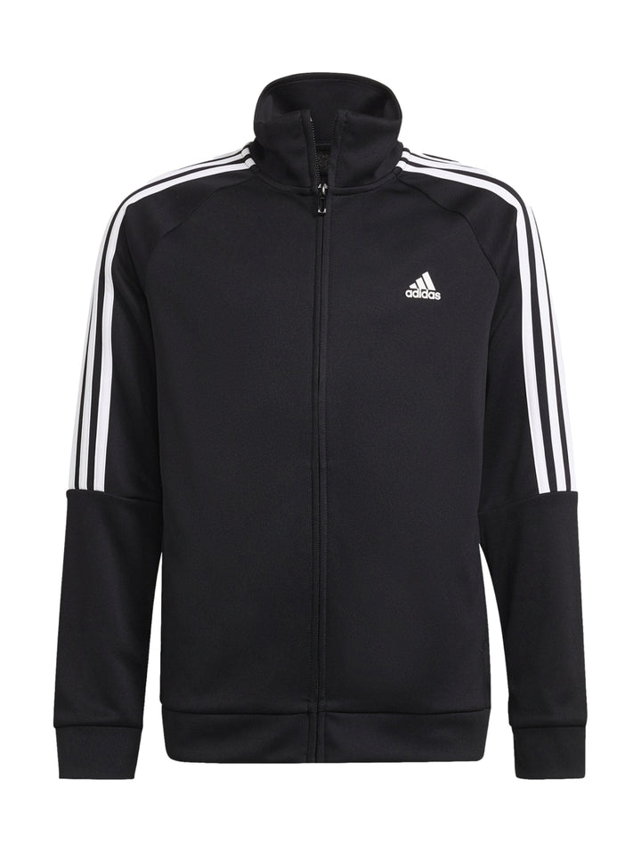 Conjunto deportivo Adidas para niño en color negro con rayas blancas en las mangas.