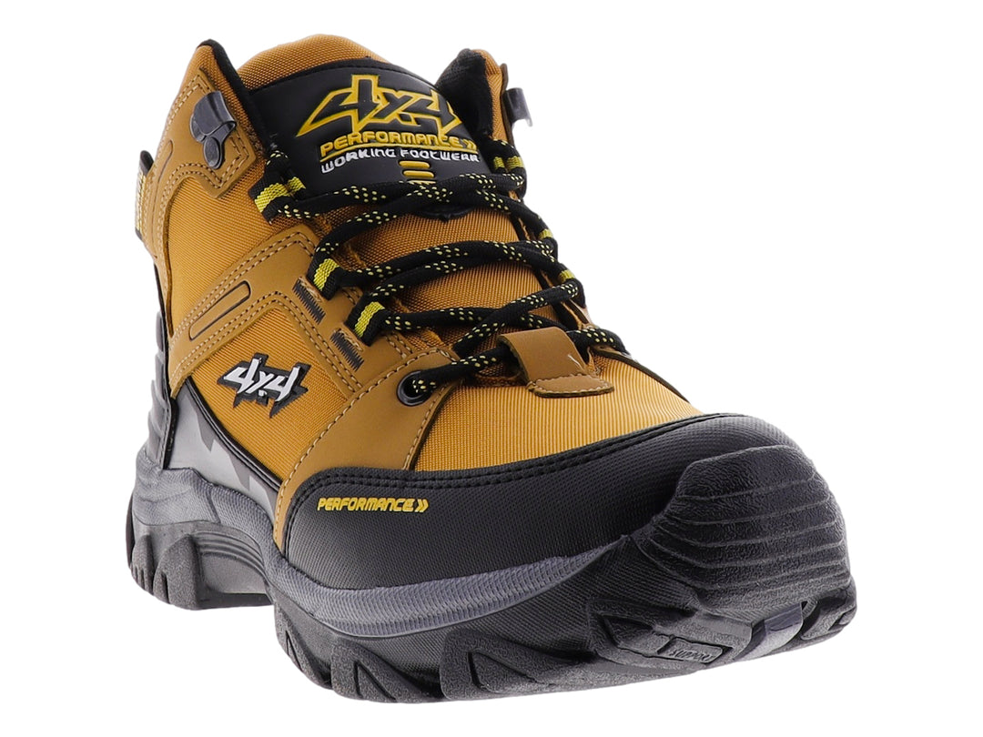 Zapato deportivo tipo botín marca 4X4 en colores cosecha y negro con suela robusta.