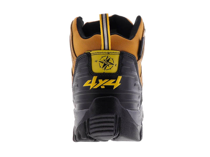Zapato deportivo tipo botín marca 4X4 en colores cosecha y negro con suela robusta.