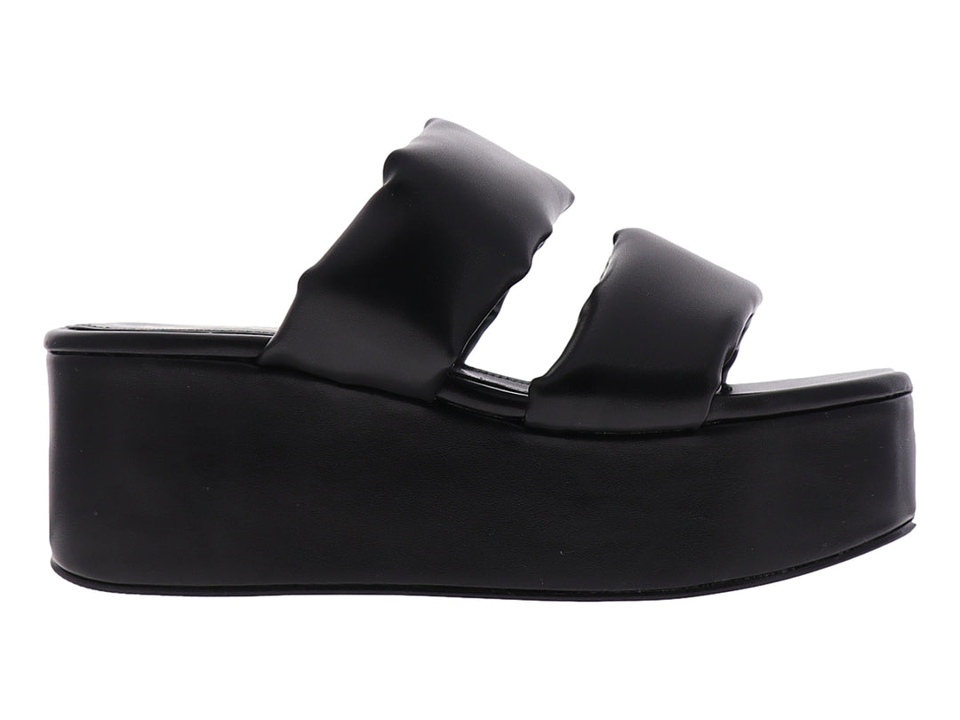 Sandalias negras de plataforma con correas anchas y acolchadas.