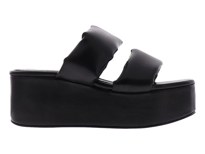 Sandalias negras de plataforma con correas anchas y acolchadas.