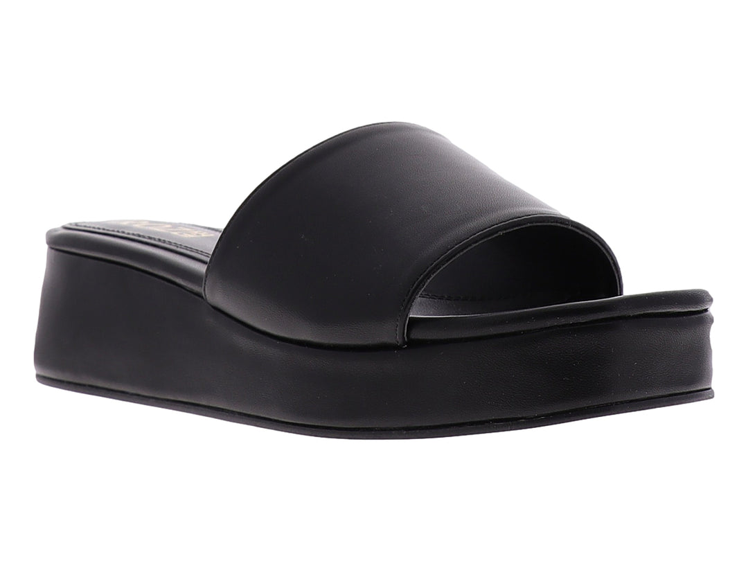 Sandalia de plataforma color negro con diseño minimalista y acabado liso.