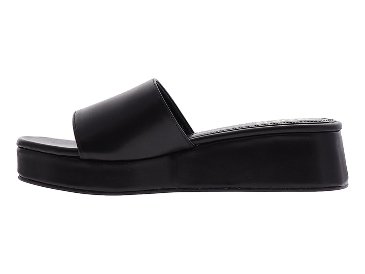 Sandalia de plataforma color negro con diseño minimalista y acabado liso.