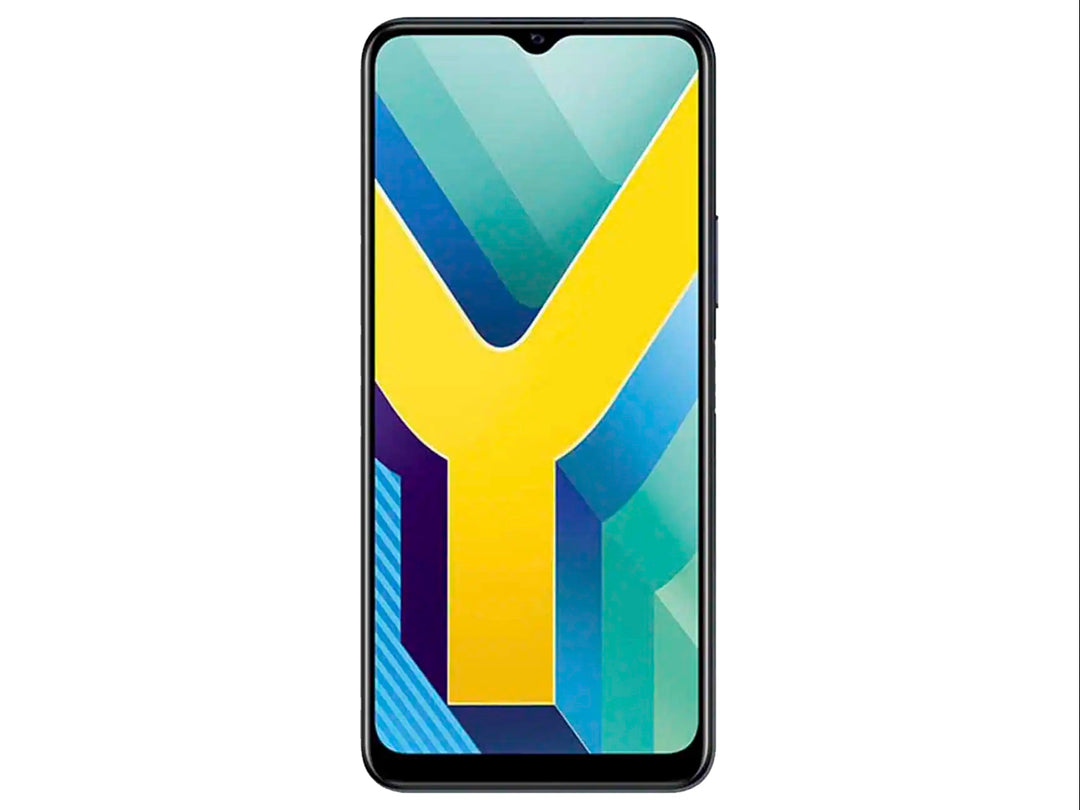 Smartphone VIVO Y20 color negro con vista frontal de pantalla y vista trasera con triple cámara.