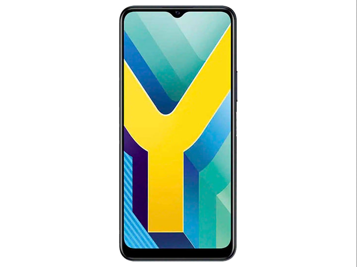 Smartphone VIVO Y20 color negro con vista frontal de pantalla y vista trasera con triple cámara.