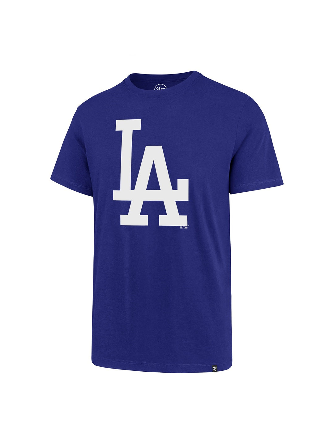 Playera azul royal de manga corta con logotipo blanco de los Dodgers de Los Ángeles en el pecho.