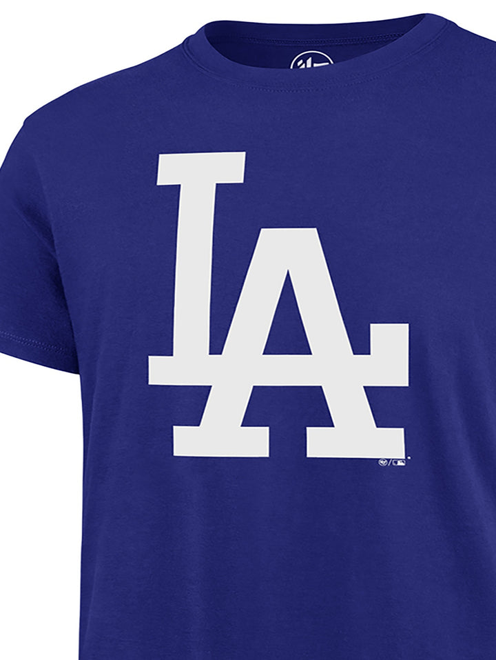 Playera azul royal de manga corta con logotipo blanco de los Dodgers de Los Ángeles en el pecho.