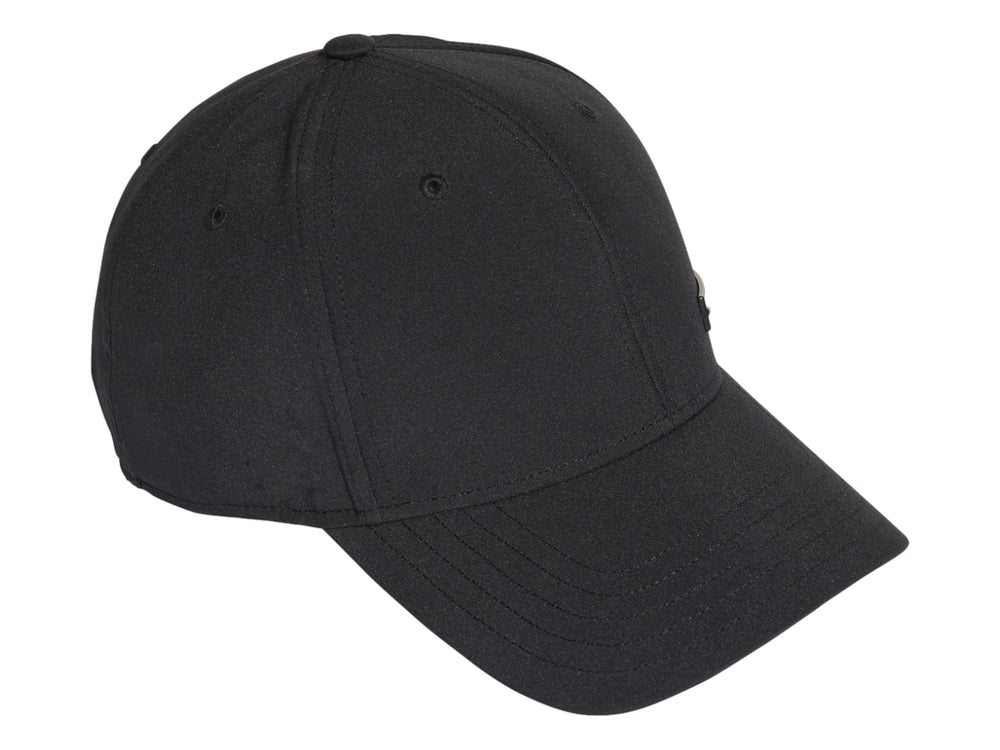 Gorra de béisbol Adidas en color negro con visera curva y detalle de logo lateral.