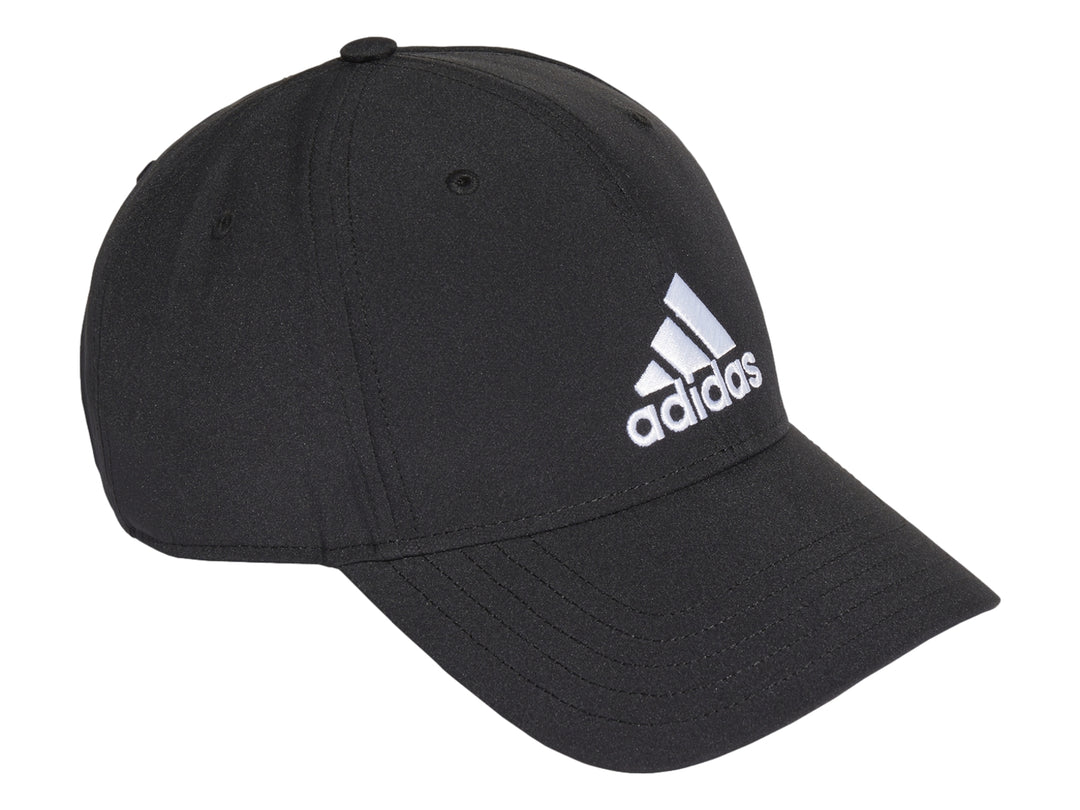 Gorra de béisbol Adidas color negro con logotipo blanco bordado en el frente.