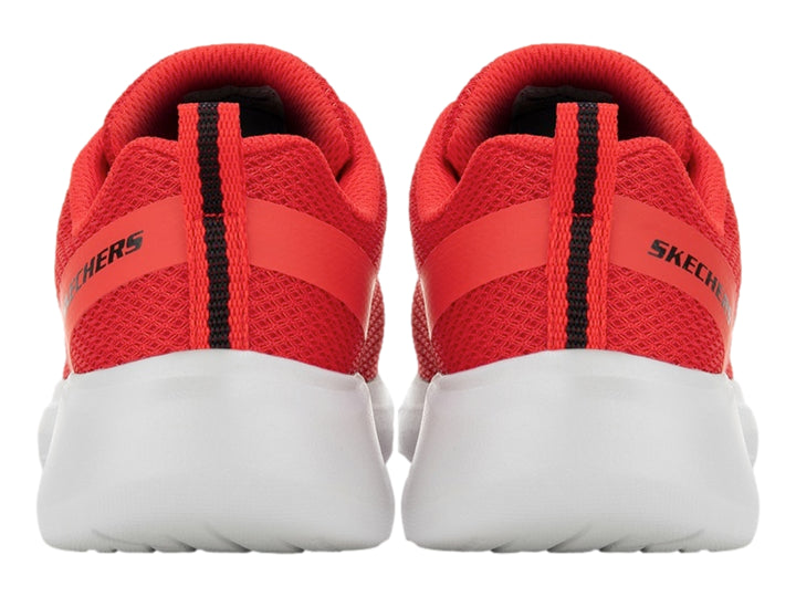 Tenis deportivos Skechers para niño en color rojo con suela blanca.