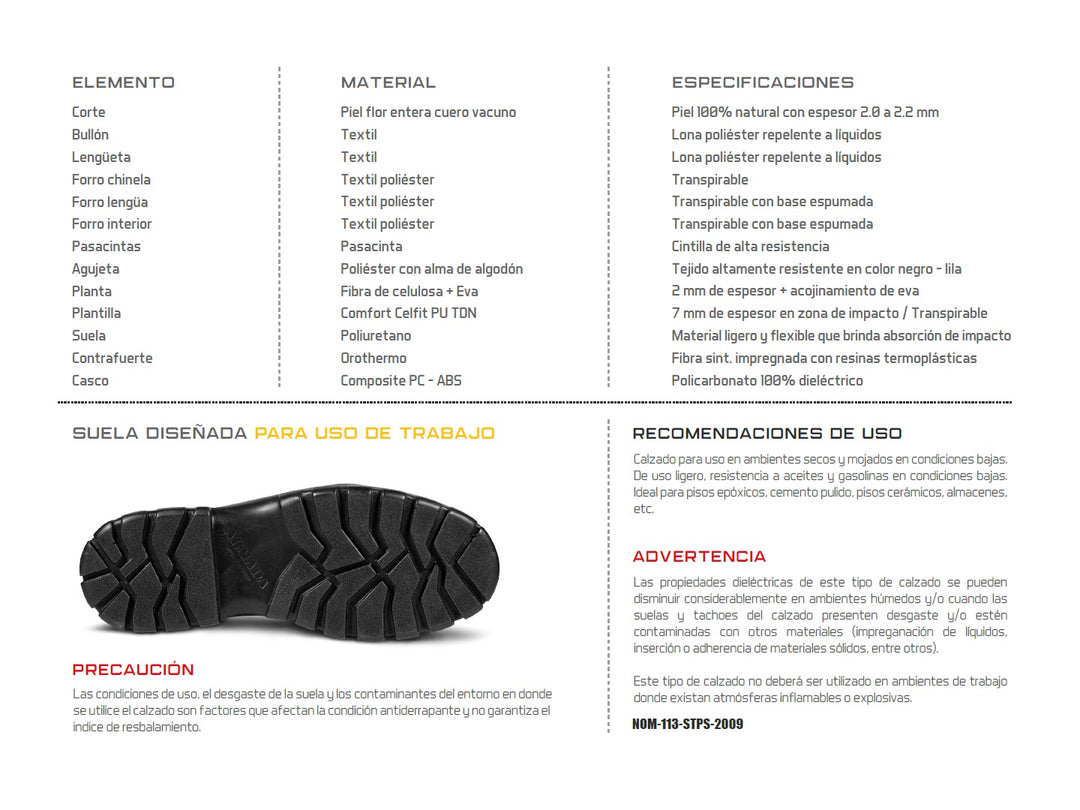 Botas de seguridad Armada Napa para mujer en color negro con costuras y detalles en morado.
