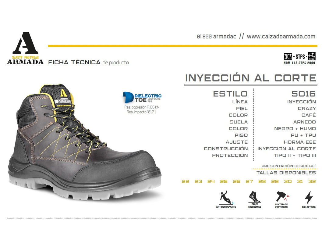 Botas de Seguridad Armada Café para Hombre