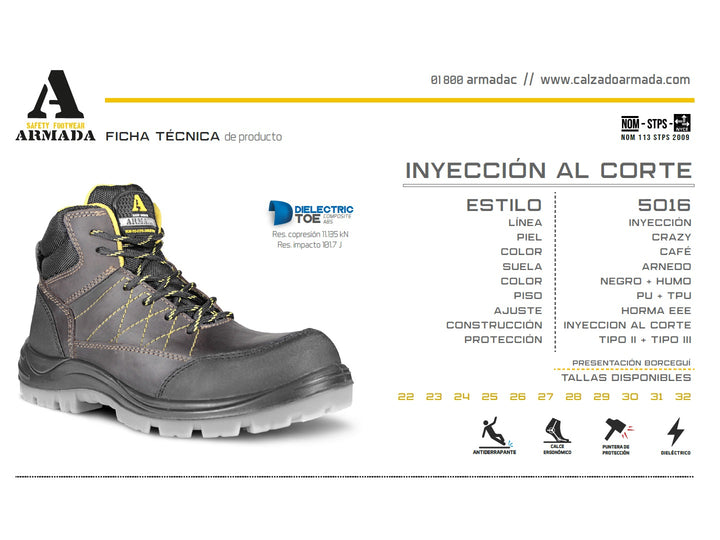 Botas de Seguridad Armada Café para Hombre