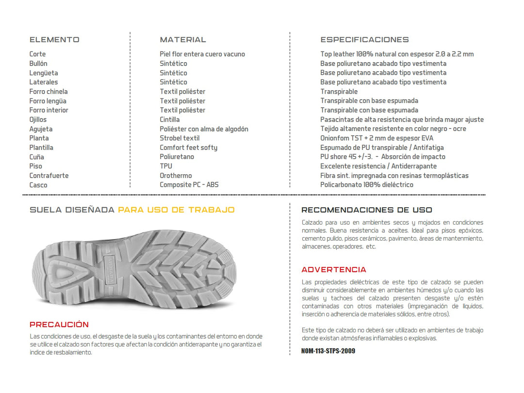 Bota de seguridad ARMADA color terracota con suela gris y negra para hombre.