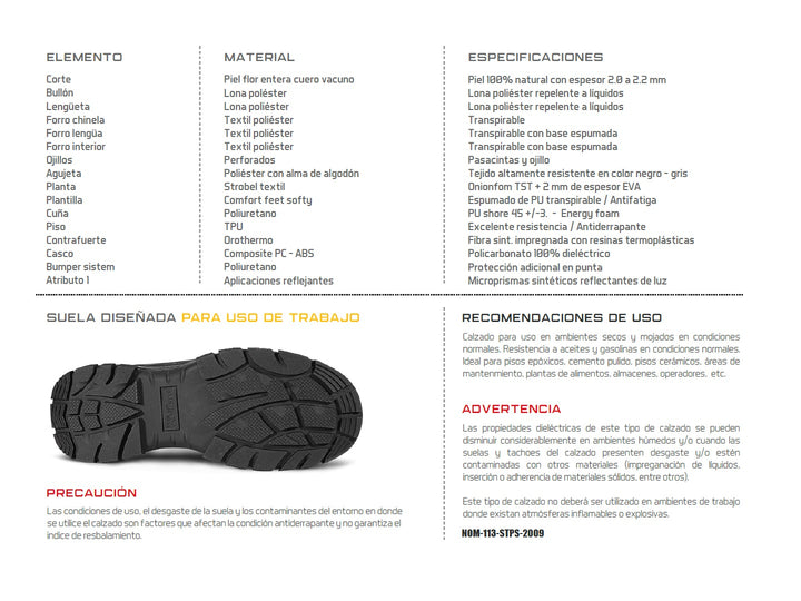 Bota de seguridad color negro marca Armada para hombre con suela robusta y cordones.