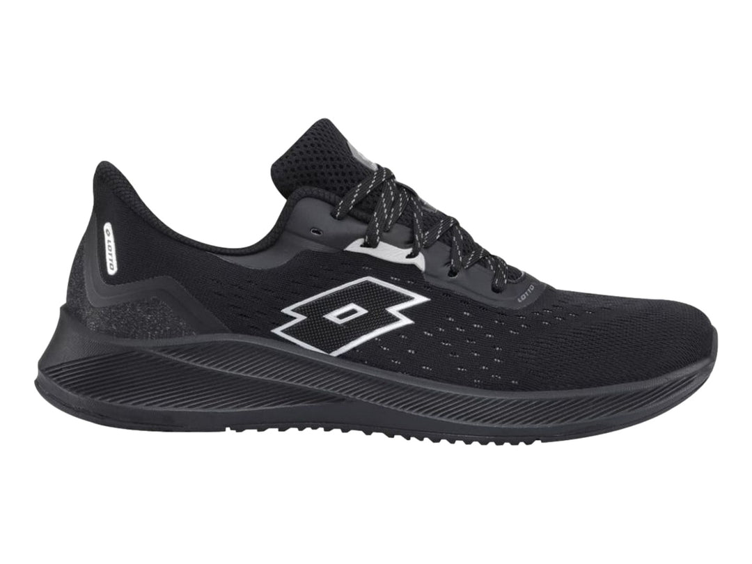 Tenis deportivos Lotto color negro con logotipo blanco en el lateral.
