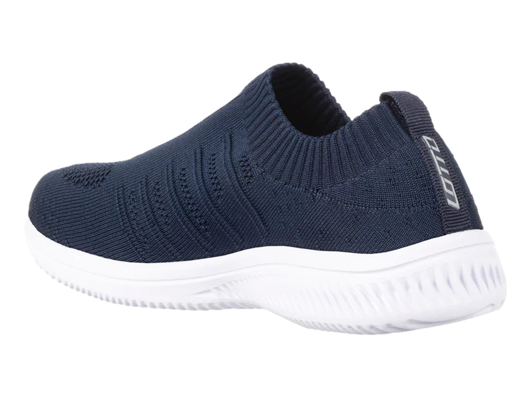 Tenis deportivos Lotto modelo Mila en color azul marino con suela blanca, diseño slip-on sin cordones.