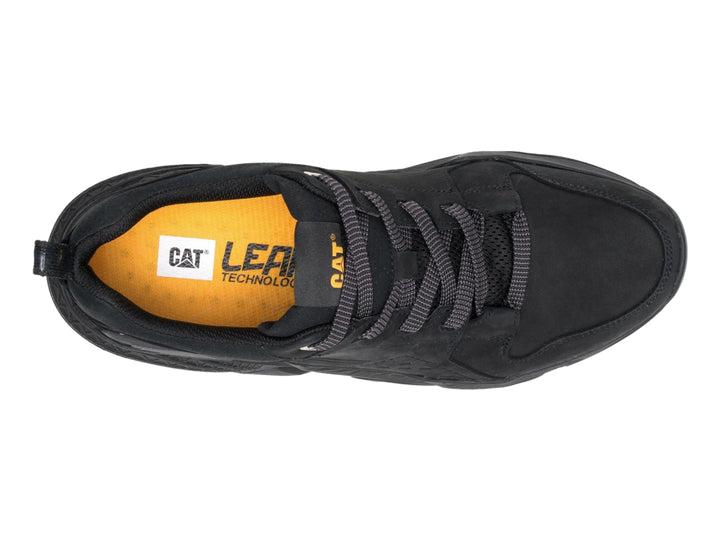 Tenis Caterpillar color negro para hombre con suela gruesa y acabado mate.