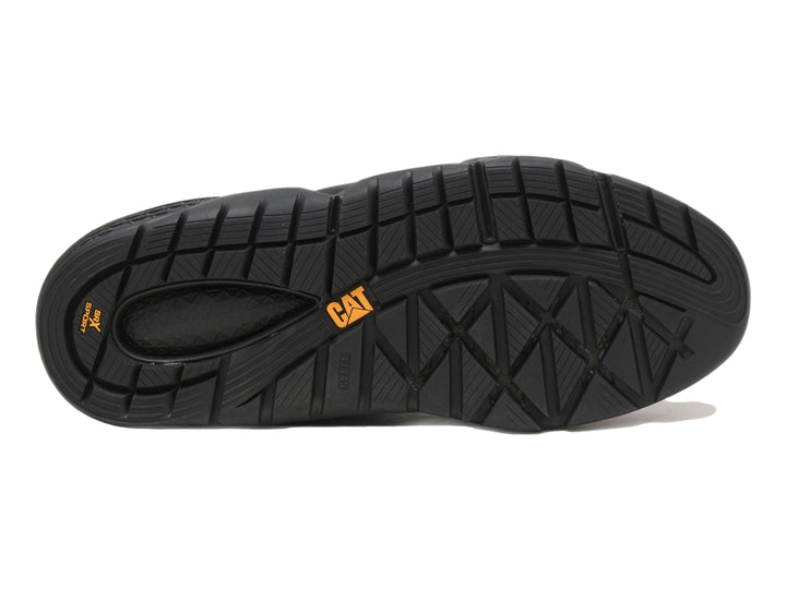 Tenis Caterpillar color negro para hombre con suela gruesa y acabado mate.