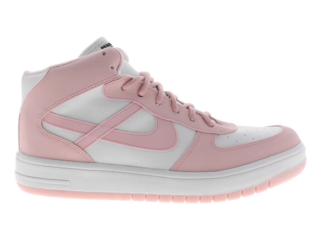 Tenis marca PANAM en colores blanco y rosa, con agujetas rosas y suela blanca.