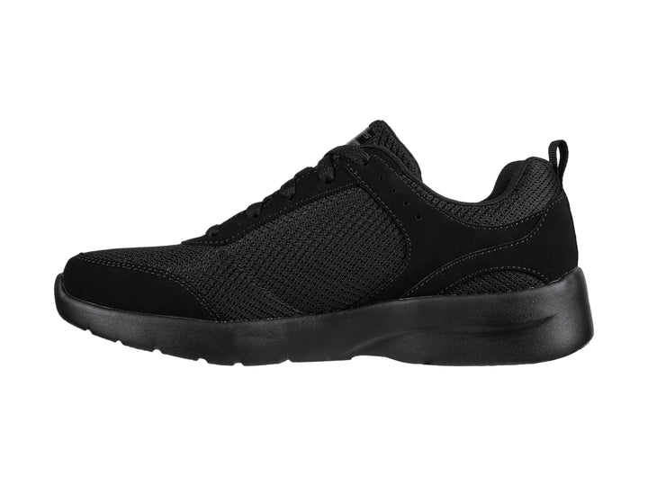 Tenis deportivos Skechers para mujer en color negro total con acabado en malla y sintético.