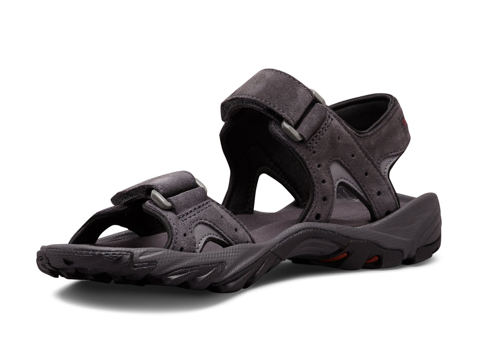 Sandalias Columbia color gris oscuro con correas ajustables y suela deportiva.