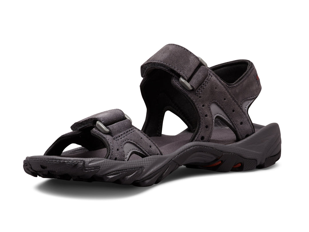 Sandalias Columbia color gris oscuro con correas ajustables y suela deportiva.