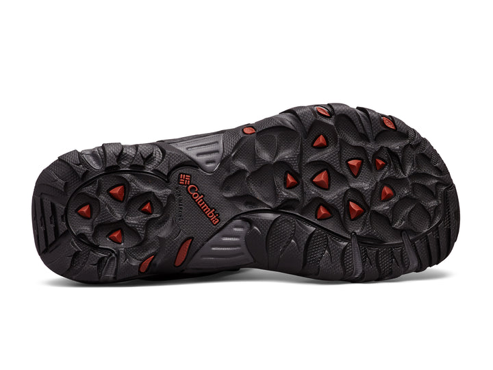 Sandalias Columbia color gris oscuro con correas ajustables y suela deportiva.