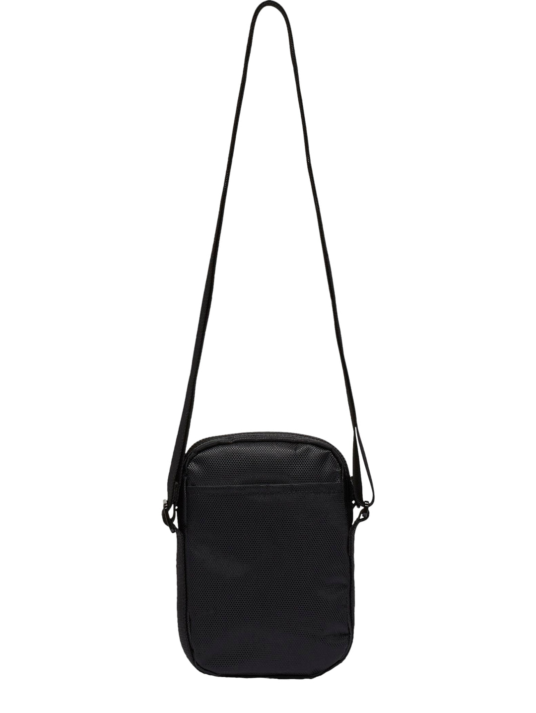 Bolso crossbody Nike negro con logotipo blanco frontal y correa larga.