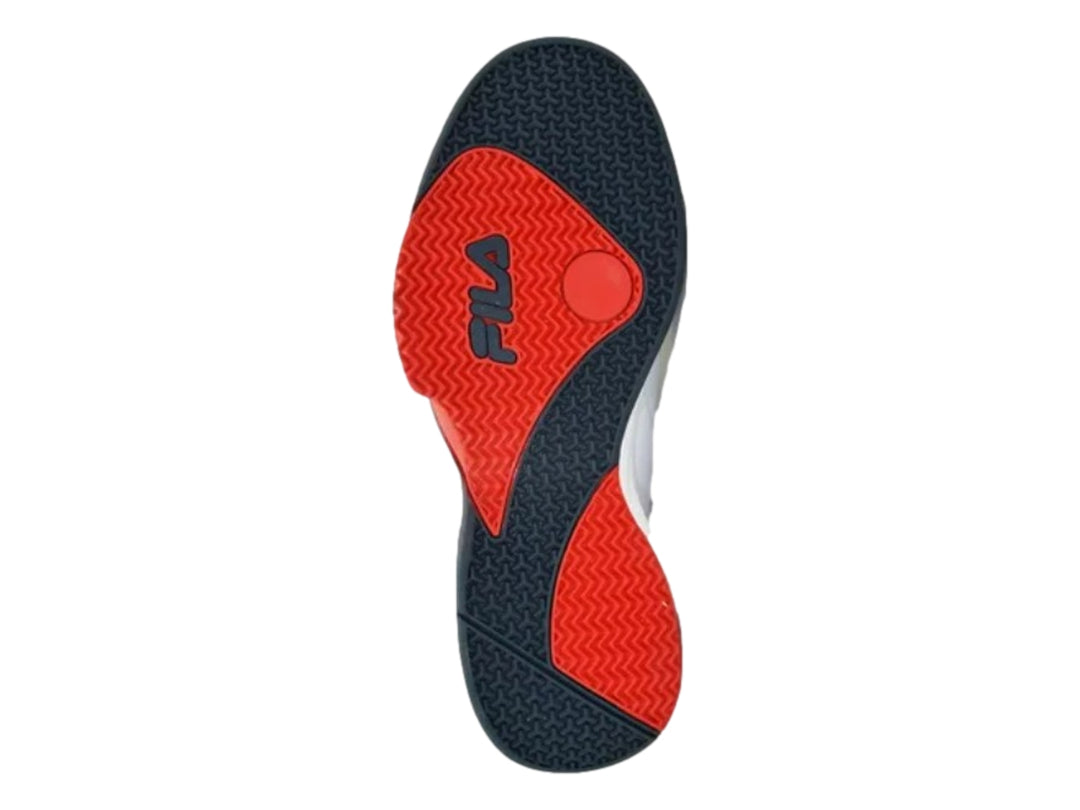 Tenis de baloncesto FILA Spitfire 3 para hombre en colores azul marino, blanco y rojo.