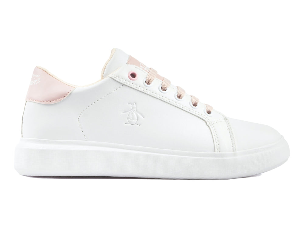 Tenis blancos con detalles y cordones en color rosa de la marca Penguin.