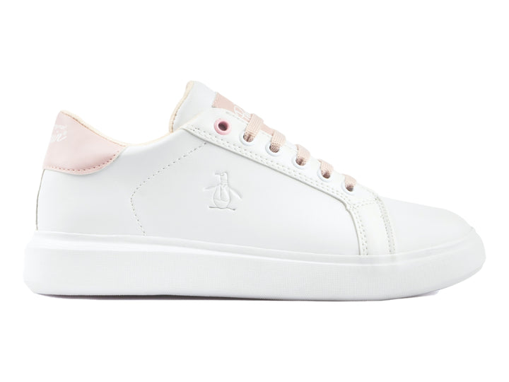 Tenis blancos con detalles y cordones en color rosa de la marca Penguin.