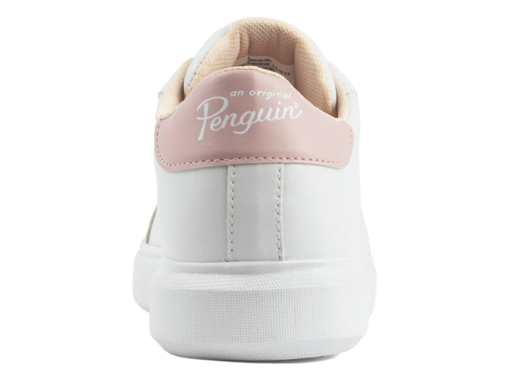 Tenis blancos con detalles y cordones en color rosa de la marca Penguin.