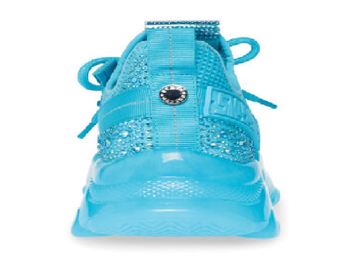 Tenis Steve Madden Maxill en color azul bright aqua con suela de plataforma y acabado tejido.