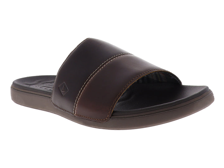 Sandalias Sperry Brown Plushwave Dock Slide de Cuero para Hombre