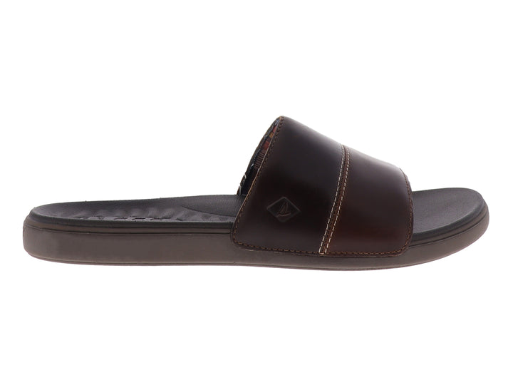 Sandalias Sperry Brown Plushwave Dock Slide de Cuero para Hombre